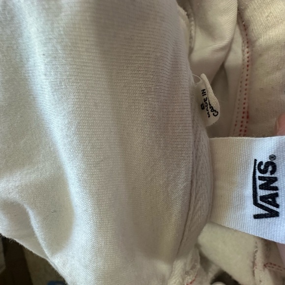 Vans Women's White Hoodie with Red Stitching - Picture 7 of 8